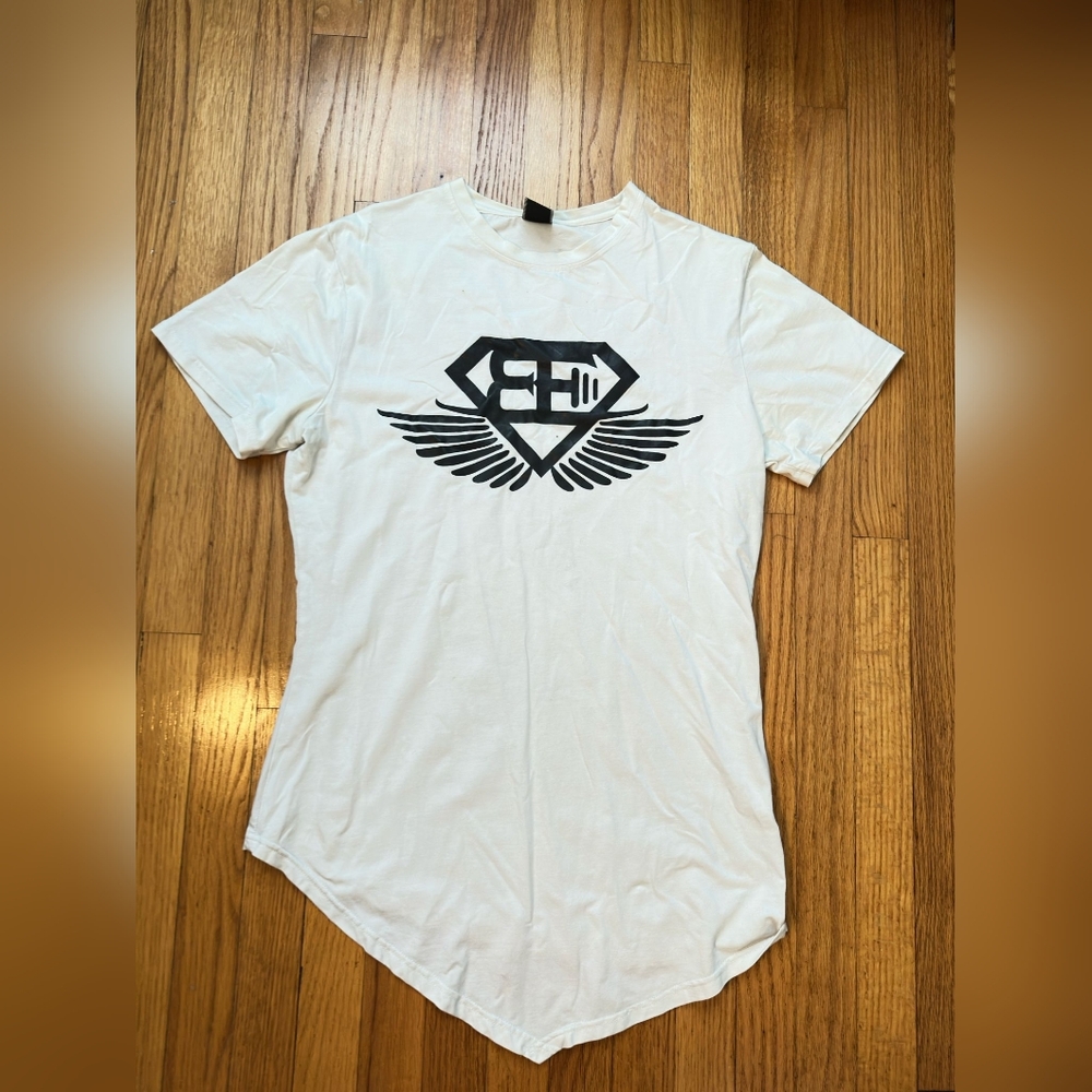Men's White Tee with Black Graphic